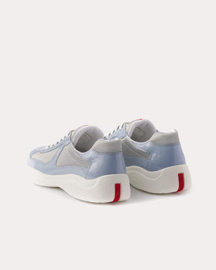 Prada America's Cup Patent Leather & Technical Fabric Astral Blue / Silver Low Top Sneakers - 4
