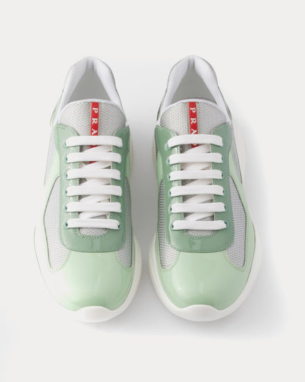 Prada America's Cup Patent Leather & Technical Fabric Dew / Sage Low Top Sneakers - 2