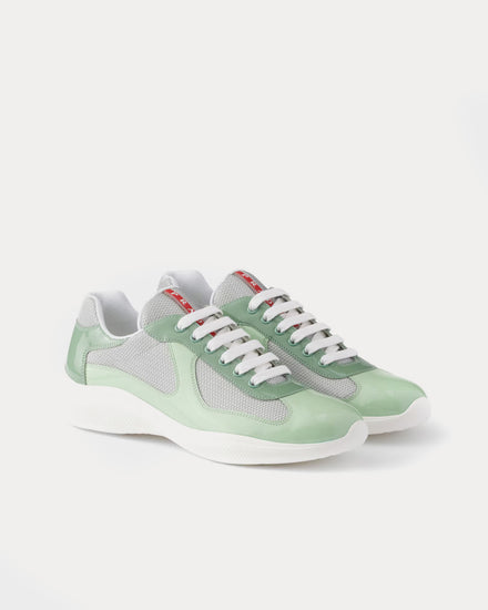 Prada America's Cup Patent Leather & Technical Fabric Dew / Sage Low Top Sneakers - 3