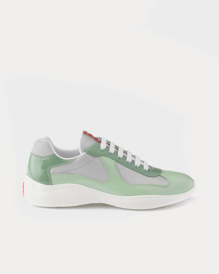 Prada America's Cup Patent Leather & Technical Fabric Dew / Sage Low Top Sneakers - 1