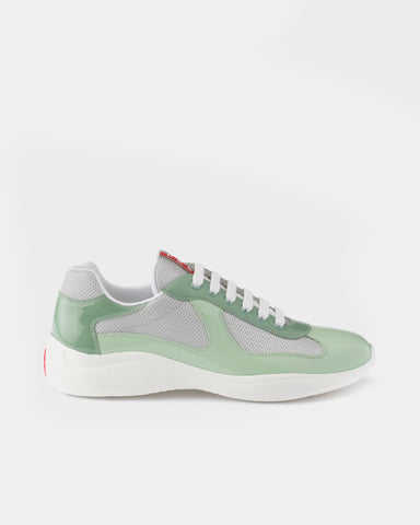 Prada America's Cup Patent Leather & Technical Fabric Dew / Sage Low Top Sneakers