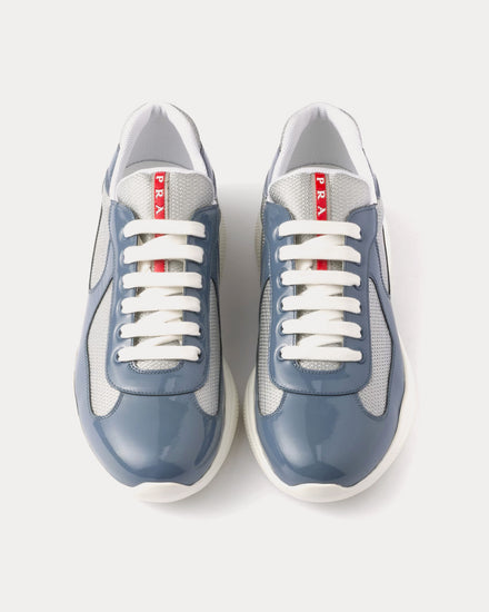 Prada America's Cup Patent Leather & Technical Fabric Marina Blue / Silver Low Top Sneakers - 2