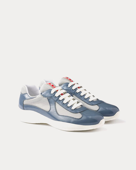 Prada America's Cup Patent Leather & Technical Fabric Marina Blue / Silver Low Top Sneakers - 3