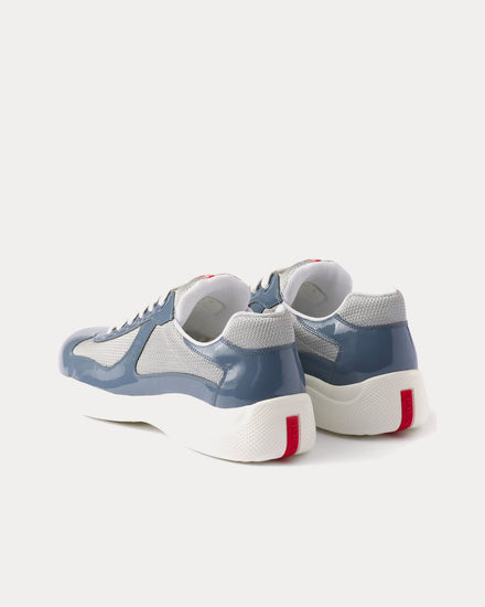 Prada America's Cup Patent Leather & Technical Fabric Marina Blue / Silver Low Top Sneakers - 4