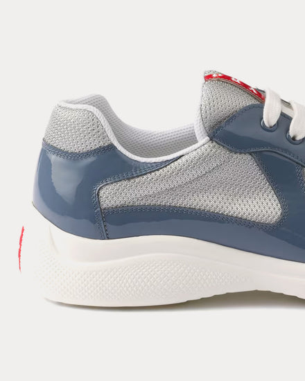 Prada America's Cup Patent Leather & Technical Fabric Marina Blue / Silver Low Top Sneakers - 5