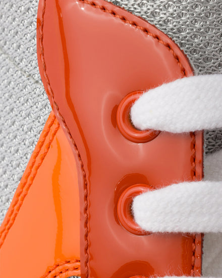 Prada America's Cup Patent Leather & Technical Fabric Orange Low Top Sneakers - 5