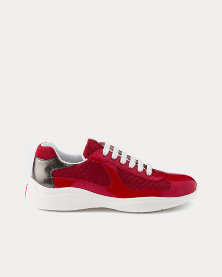 Prada America's Cup Patent Leather & Technical Fabric Red / Anthracite Low Top Sneakers - 1