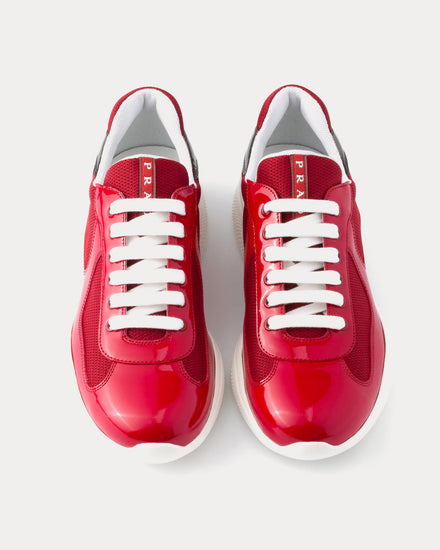 Prada America's Cup Patent Leather & Technical Fabric Red / Anthracite Low Top Sneakers - 2