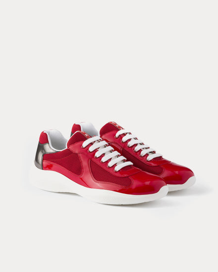 Prada America's Cup Patent Leather & Technical Fabric Red / Anthracite Low Top Sneakers - 3