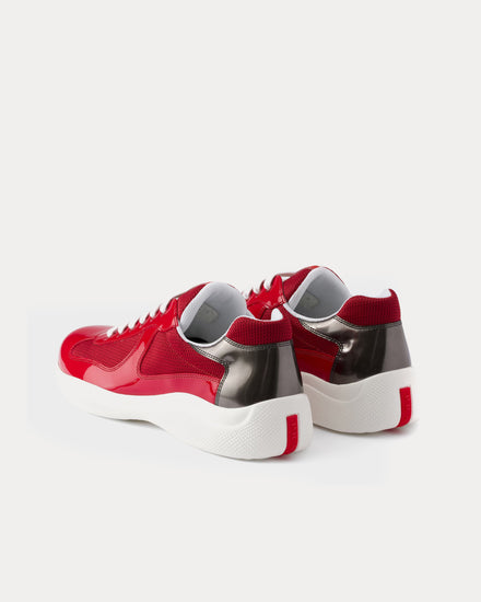 Prada America's Cup Patent Leather & Technical Fabric Red / Anthracite Low Top Sneakers - 4