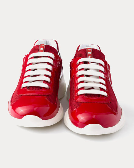 Prada America's Cup Patent Leather & Technical Fabric Red / Anthracite Low Top Sneakers - 5