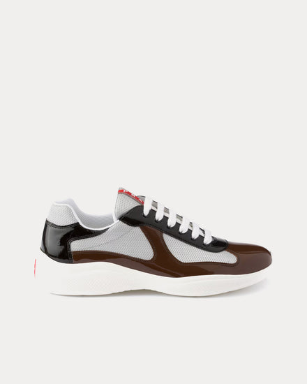 Prada America's Cup Patent Leather & Technical Fabric Rosewood / Ebony Low Top Sneakers - 1
