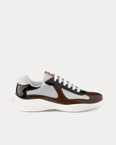Prada America's Cup Patent Leather & Technical Fabric Rosewood / Ebony Low Top Sneakers