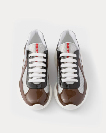 Prada America's Cup Patent Leather & Technical Fabric Rosewood / Ebony Low Top Sneakers - 2