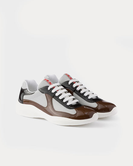 Prada America's Cup Patent Leather & Technical Fabric Rosewood / Ebony Low Top Sneakers - 3