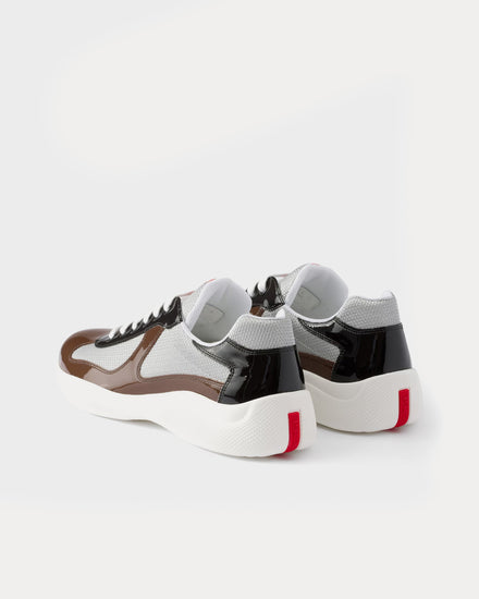 Prada America's Cup Patent Leather & Technical Fabric Rosewood / Ebony Low Top Sneakers - 4