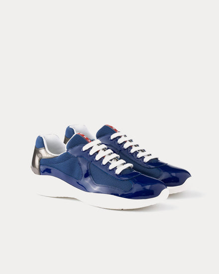Prada America's Cup Patent Leather & Technical Fabric Sapphire / Anthracite Low Top Sneakers - 3