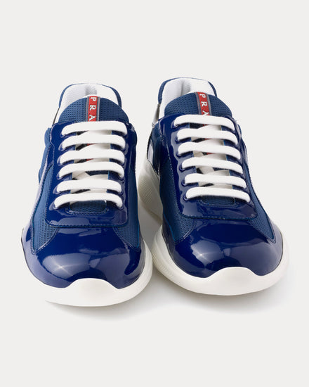Prada America's Cup Patent Leather & Technical Fabric Sapphire / Anthracite Low Top Sneakers - 5