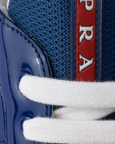 Prada America's Cup Patent Leather & Technical Fabric Sapphire / Anthracite Low Top Sneakers - 6