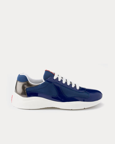 Prada America's Cup Patent Leather & Technical Fabric Sapphire / Anthracite Low Top Sneakers