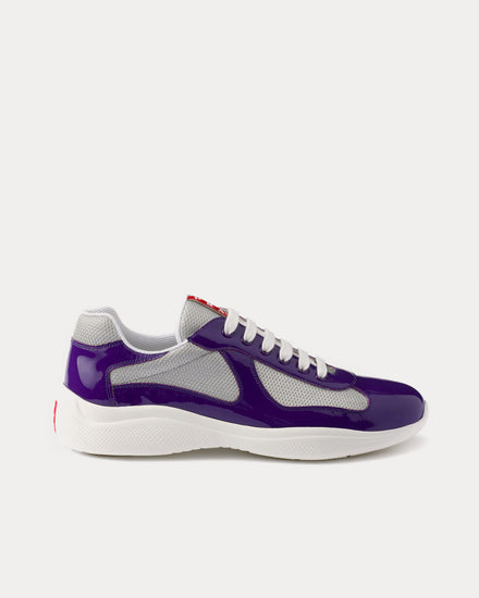 Prada America's Cup Patent Leather & Technical Fabric Violet / Silver Low Top Sneakers - 1
