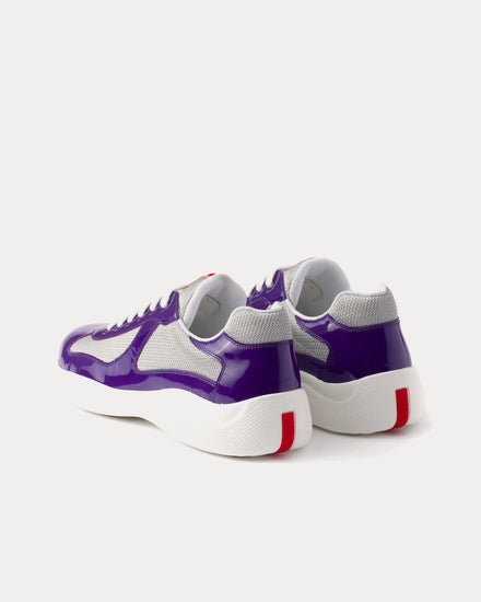 Prada America's Cup Patent Leather & Technical Fabric Violet / Silver Low Top Sneakers - 4