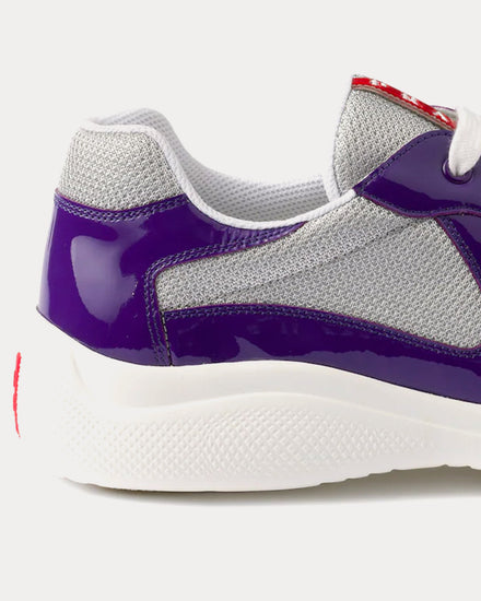 Prada America's Cup Patent Leather & Technical Fabric Violet / Silver Low Top Sneakers - 5