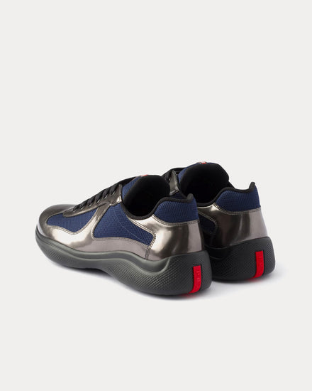 Prada America's Cup Metallic Leather & Bike Fabric Anthracite / Ink Low Top Sneakers - 4