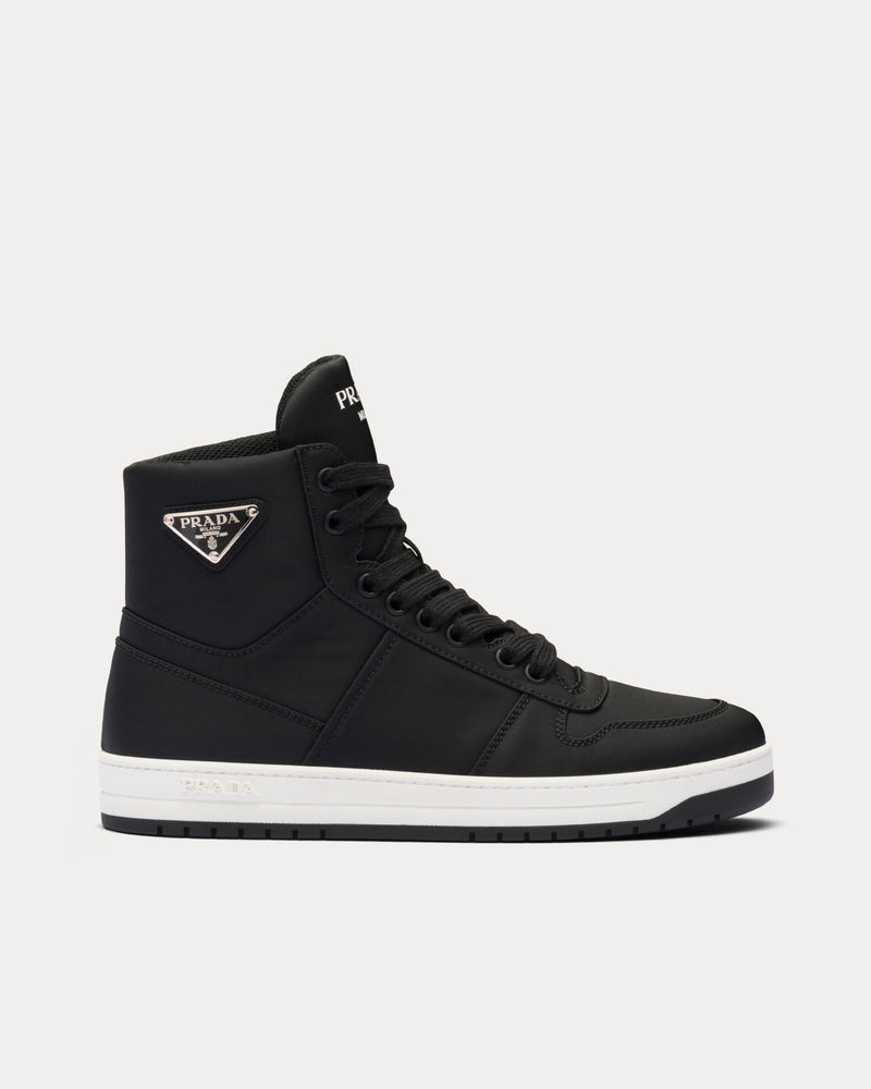 Prada Women's Re-Nylon Gabardine Black High Top Sneakers