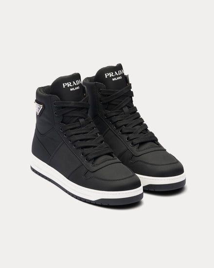 Prada Women's Re-Nylon Gabardine Black High Top Sneakers