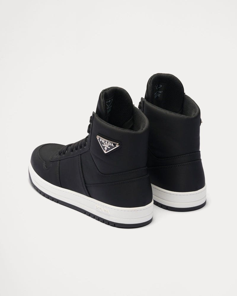Prada Women's Re-Nylon Gabardine Black High Top Sneakers
