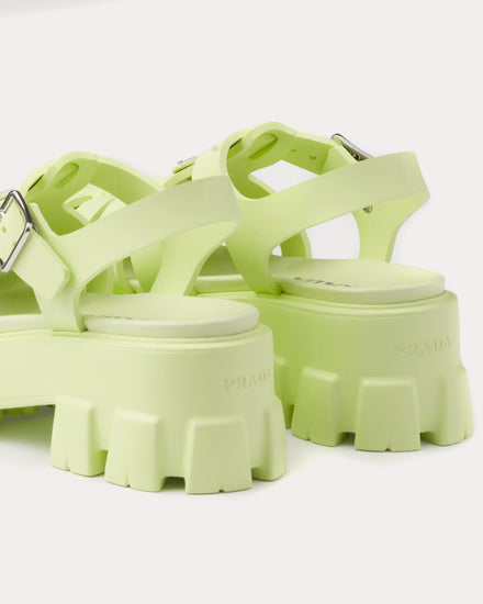 Prada Women's Rubber Monolith Pistachio Green Sandals