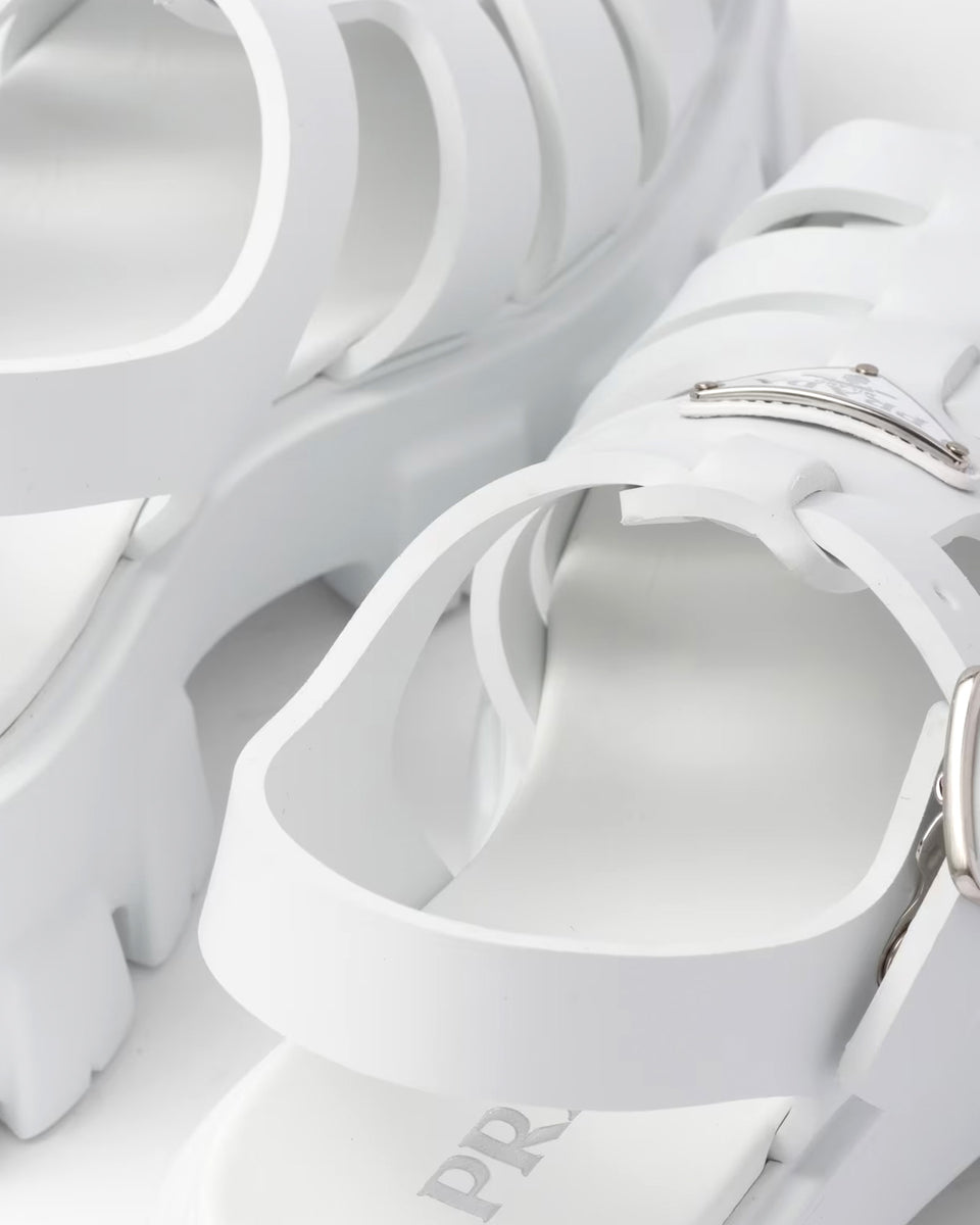 Prada Rubber Monolith White Sandals Sneak in Peace