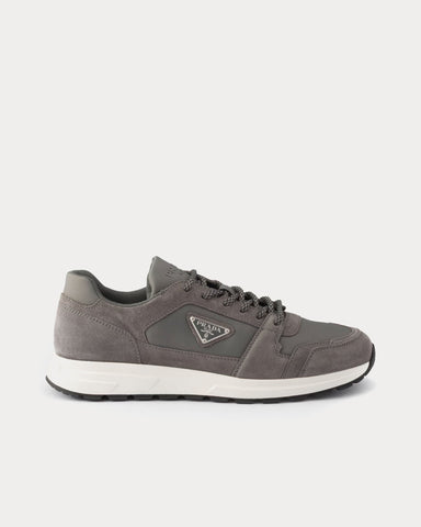 Prada Prax Suede & Re-Nylon Gravel Grey Low Top Sneakers