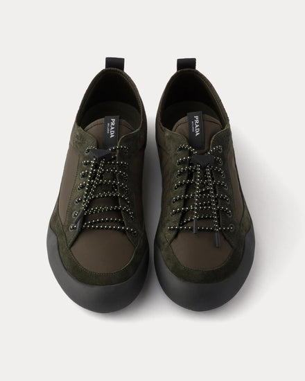 Prada Speedrock Re-Nylon & Suede Selva Green Low Top Sneakers - 2