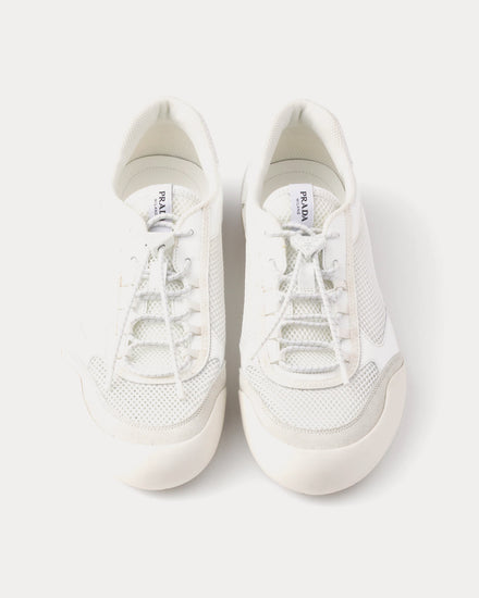 Prada Speedrock Patent Leather & Mesh White Low Top Sneakers - 2
