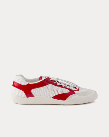 Prada Speedrock Patent Leather & Mesh Red Low Top Sneakers