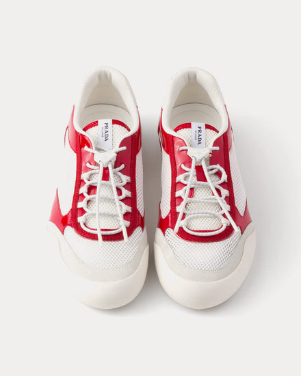 Prada Men's Speedrock Patent Leather & Mesh Red Low Top Sneakers