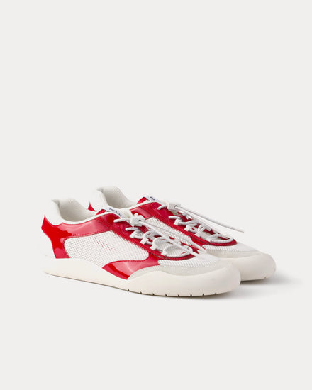 Prada Speedrock Patent Leather & Mesh Red Low Top Sneakers - 3
