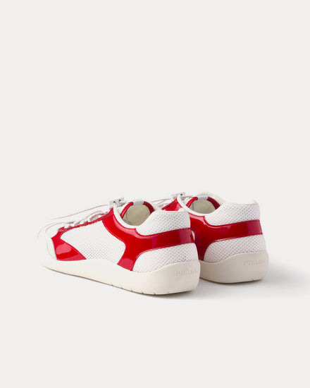 Prada Speedrock Patent Leather & Mesh Red Low Top Sneakers - 4
