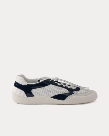 Prada Speedrock Patent Leather & Mesh Royal Blue Low Top Sneakers