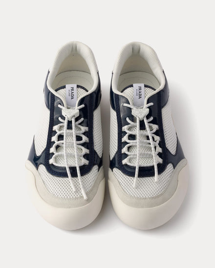 Prada Speedrock Patent Leather & Mesh Royal Blue Low Top Sneakers - 2