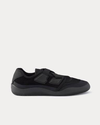 Prada Speedrock Technical Mesh & Leather Black Slip On Sneakers