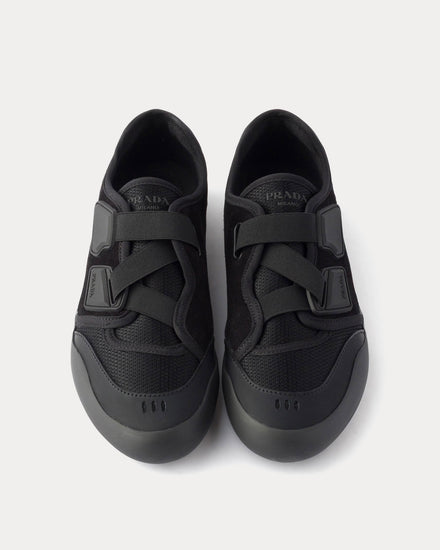 Prada Speedrock Technical Mesh & Leather Black Slip On Sneakers - 2