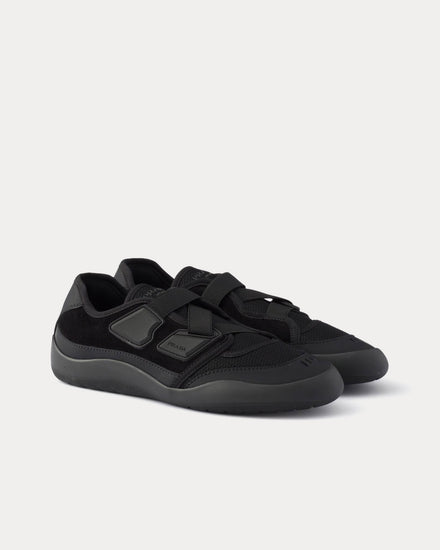Prada Speedrock Technical Mesh & Leather Black Slip On Sneakers - 4