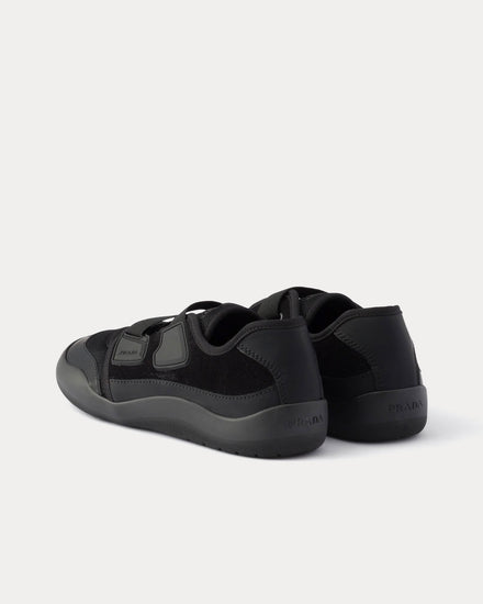 Prada Speedrock Technical Mesh & Leather Black Slip On Sneakers - 3