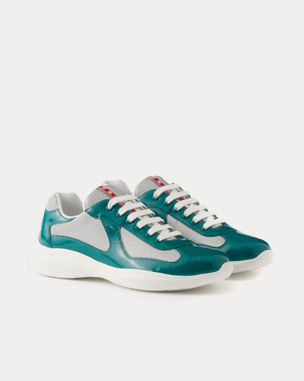 Prada America's Cup Patent Leather Lagoon Blue / Silver Low Top Sneakers - 3