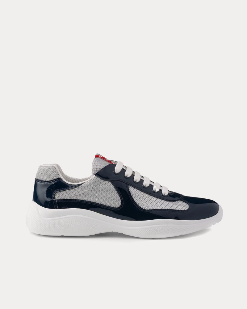 Prada America's Cup Patent Leather & Technical Fabric Royal Blue / Silver Low Top Sneakers - 1