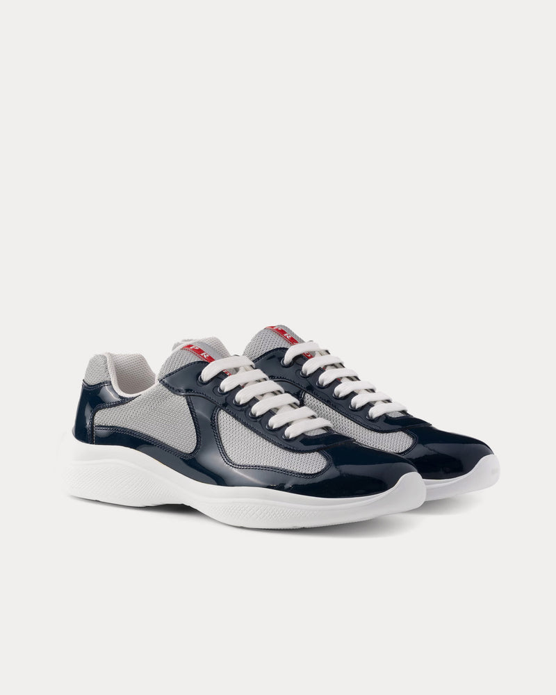 Prada America's Cup Patent Leather & Technical Fabric Royal Blue / Silver Low Top Sneakers - 3
