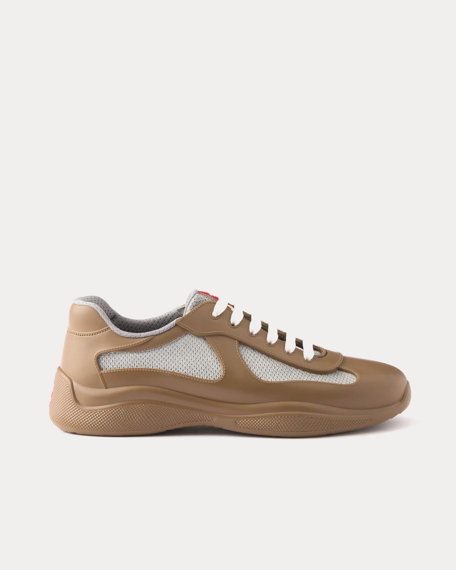 Prada Men's America's Cup Soft Rubber & Bike Fabric Mocha Low Top